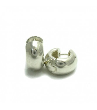 E000538 Wide Stylish Sterling silver earings solid 925 Hoops